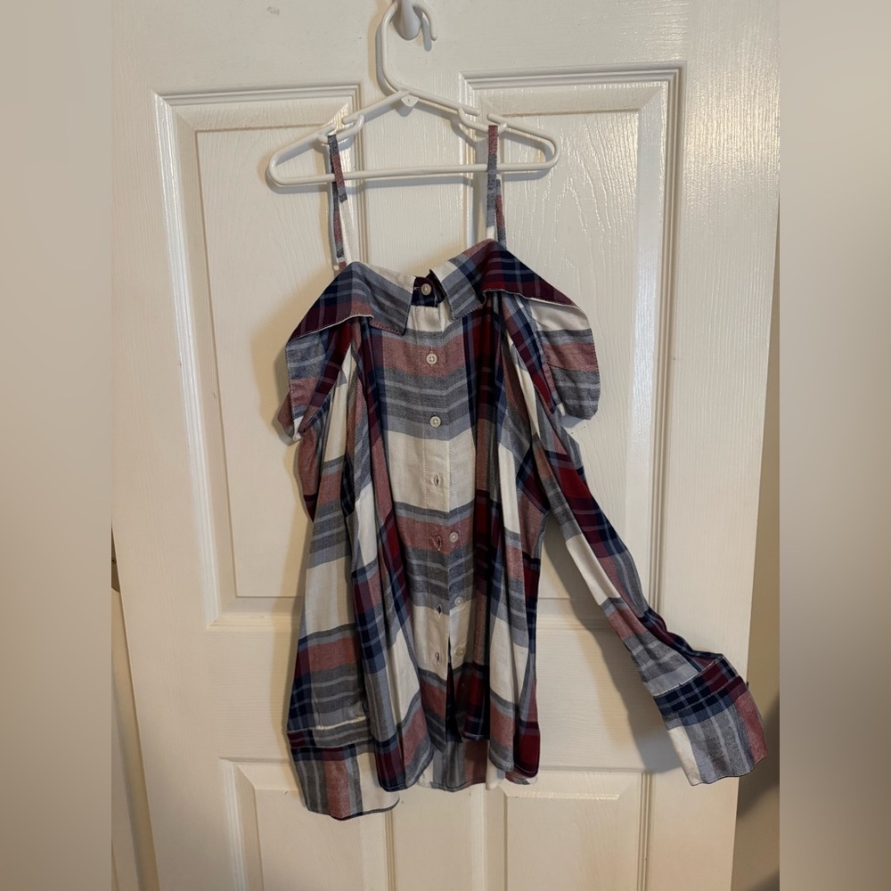 Francesca's Blue and Red Checkered Top